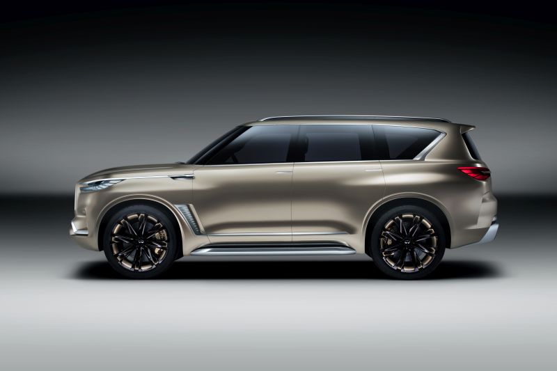 The INFINITI QX80 Monograph is a new design study exploring upscale luxury and signaling INFINITI’s intention to further develop its standing in the large SUV segment. The QX80 Monograph combines luxury with a commanding presence, and demonstrates the high levels of space and utility for which the QX80 production car is renowned. It illustrates how the design of INFINITI’s large SUV could evolve in future.